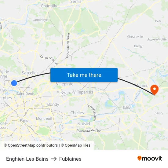 Enghien-Les-Bains to Fublaines map