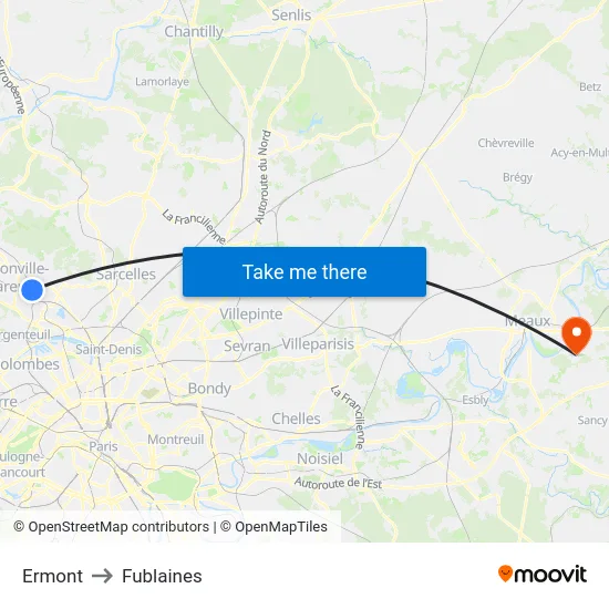 Ermont to Fublaines map