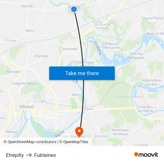 Etrepilly to Fublaines map