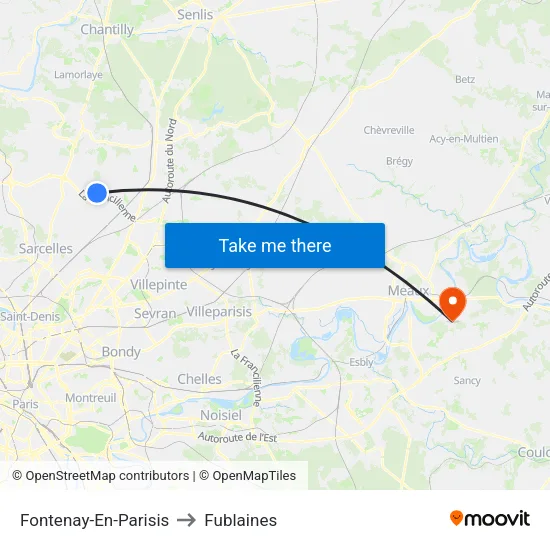 Fontenay-En-Parisis to Fublaines map