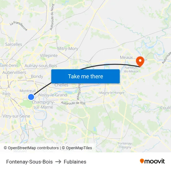 Fontenay-Sous-Bois to Fublaines map