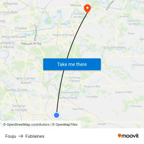 Fouju to Fublaines map