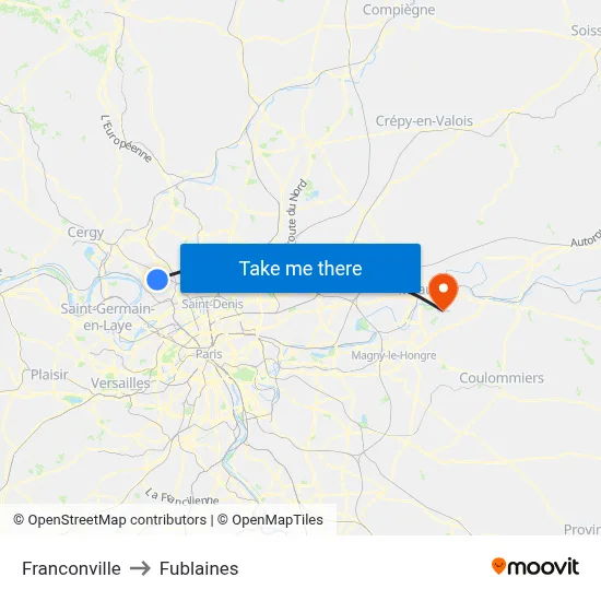 Franconville to Fublaines map