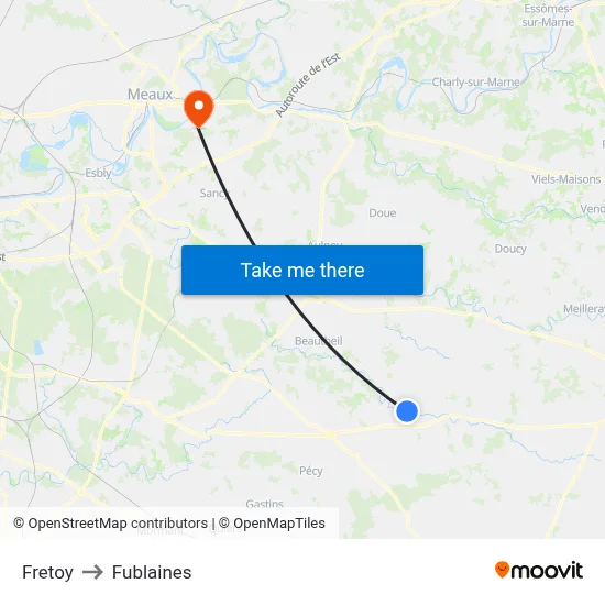 Fretoy to Fublaines map