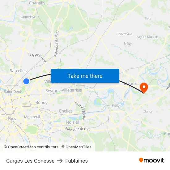Garges-Les-Gonesse to Fublaines map