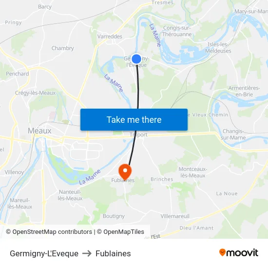 Germigny-L'Eveque to Fublaines map