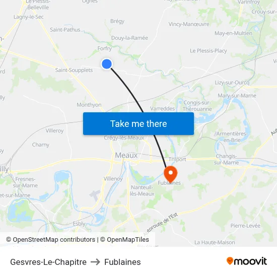 Gesvres-Le-Chapitre to Fublaines map