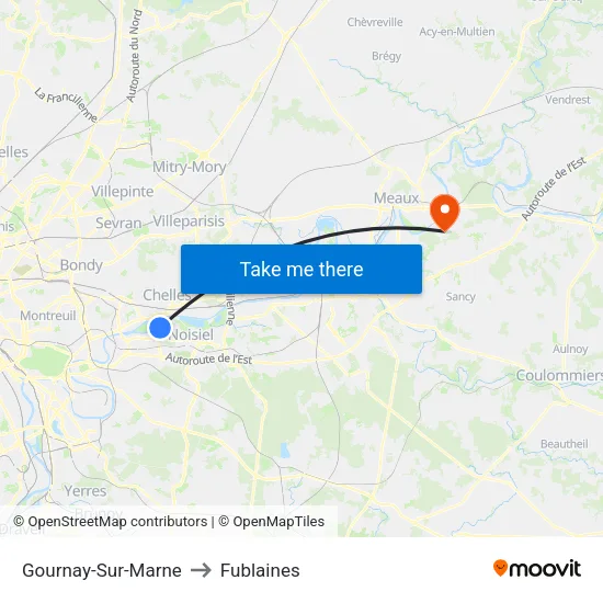 Gournay-Sur-Marne to Fublaines map