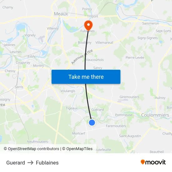 Guerard to Fublaines map