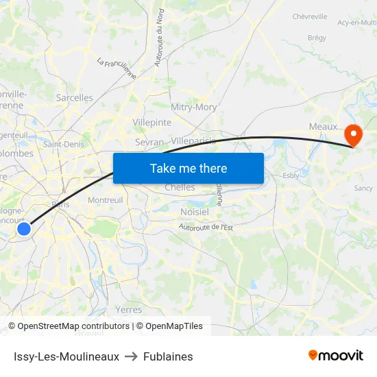 Issy-Les-Moulineaux to Fublaines map