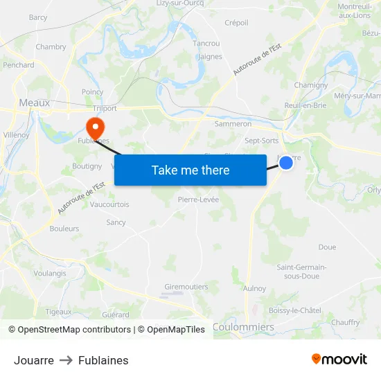 Jouarre to Fublaines map
