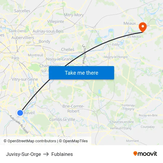 Juvisy-Sur-Orge to Fublaines map