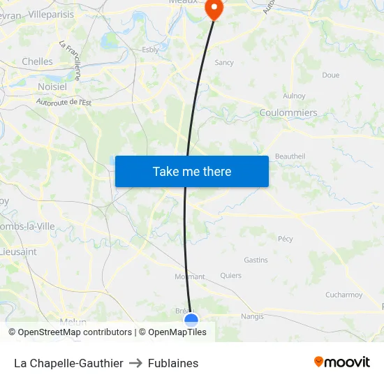 La Chapelle-Gauthier to Fublaines map