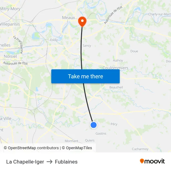La Chapelle-Iger to Fublaines map