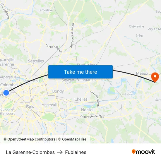 La Garenne-Colombes to Fublaines map