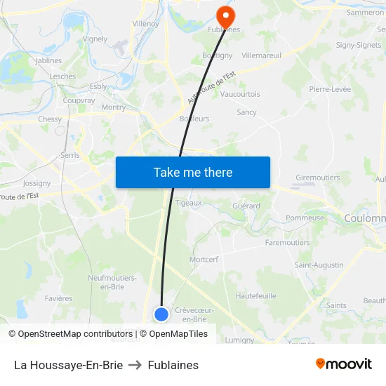 La Houssaye-En-Brie to Fublaines map
