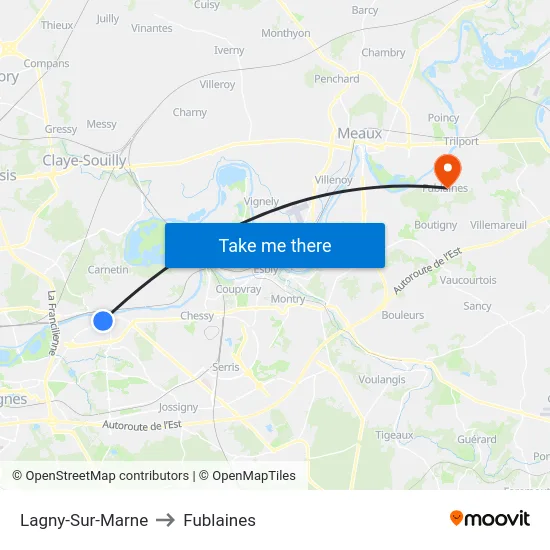 Lagny-Sur-Marne to Fublaines map
