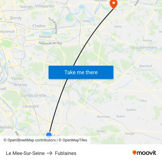 Le Mee-Sur-Seine to Fublaines map