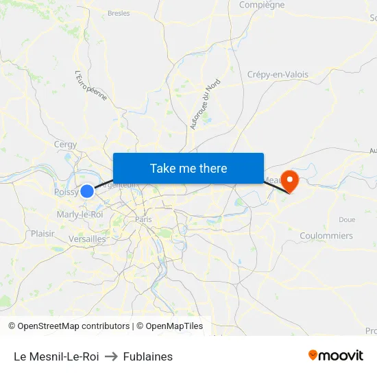 Le Mesnil-Le-Roi to Fublaines map