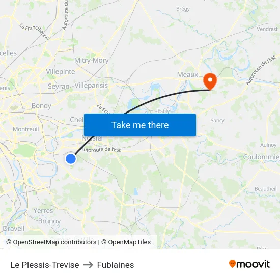 Le Plessis-Trevise to Fublaines map