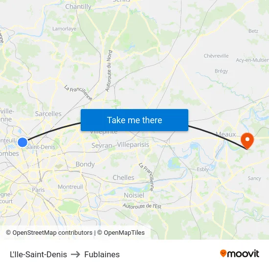 L'Ile-Saint-Denis to Fublaines map