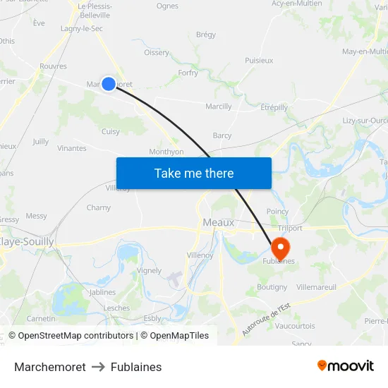 Marchemoret to Fublaines map