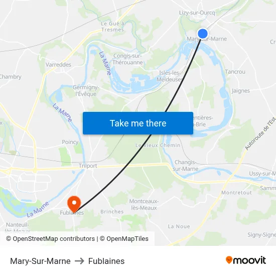 Mary-Sur-Marne to Fublaines map