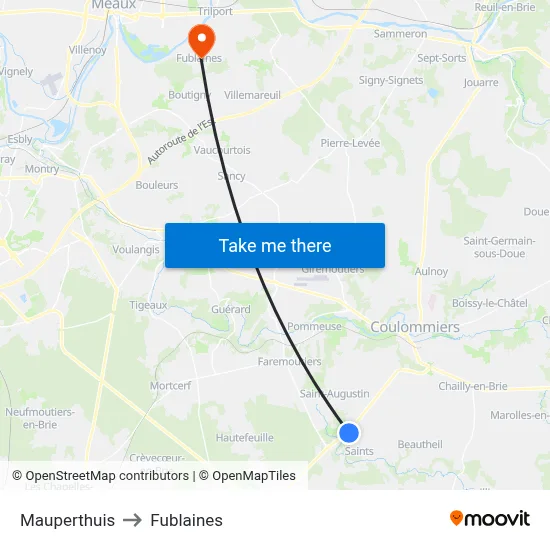 Mauperthuis to Fublaines map