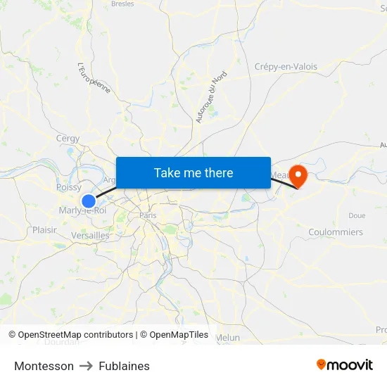 Montesson to Fublaines map