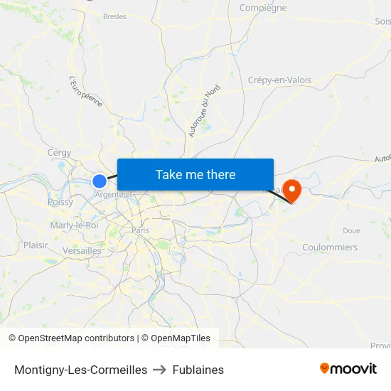 Montigny-Les-Cormeilles to Fublaines map
