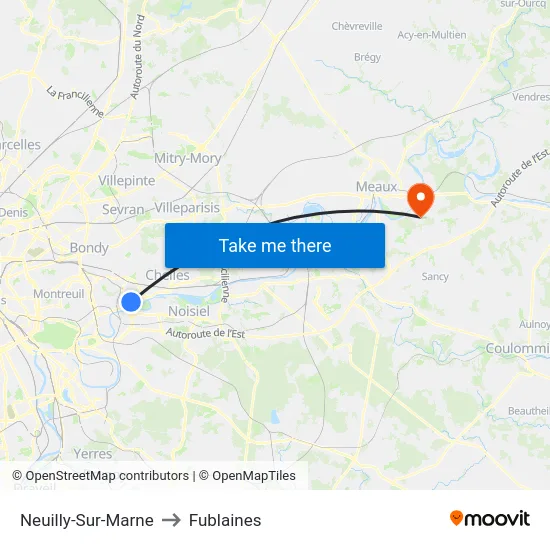 Neuilly-Sur-Marne to Fublaines map