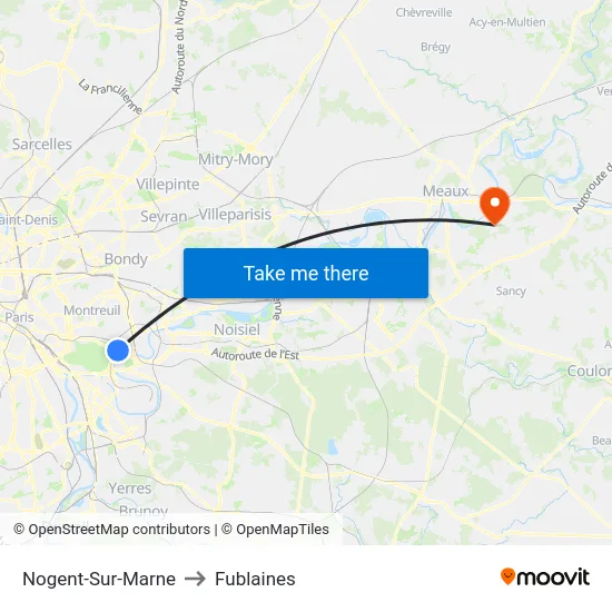 Nogent-Sur-Marne to Fublaines map