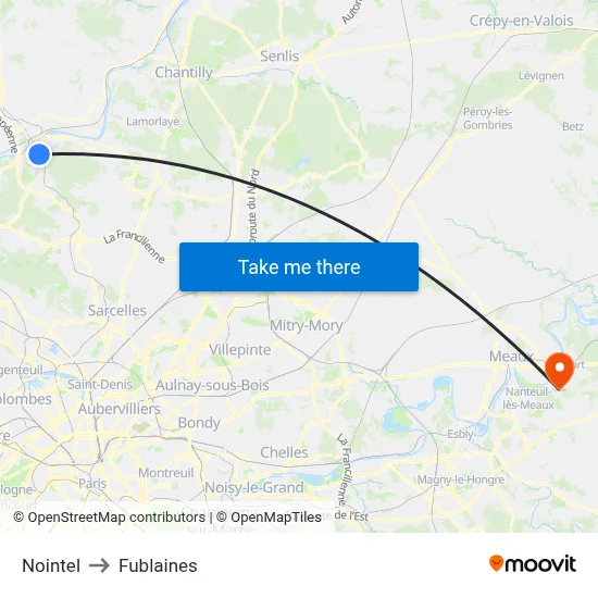 Nointel to Fublaines map