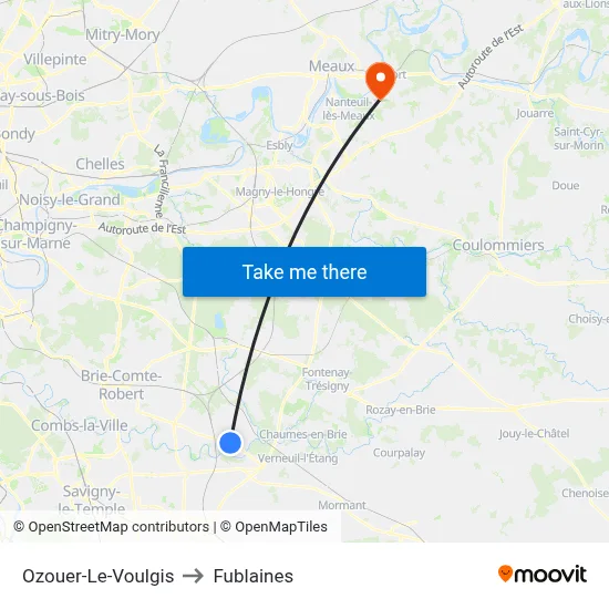 Ozouer-Le-Voulgis to Fublaines map