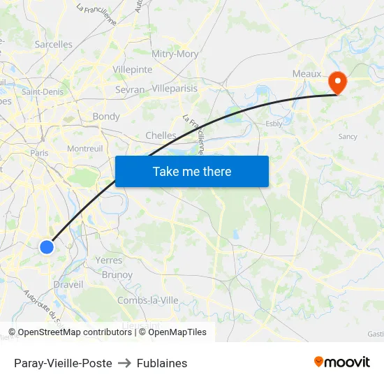 Paray-Vieille-Poste to Fublaines map