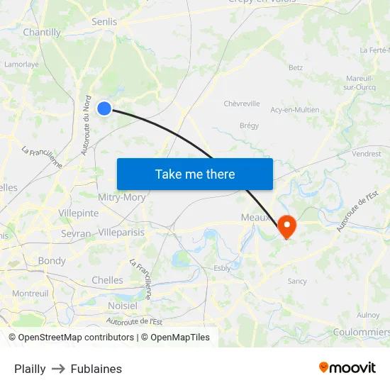 Plailly to Fublaines map