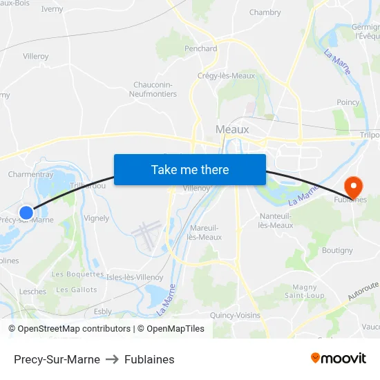 Precy-Sur-Marne to Fublaines map