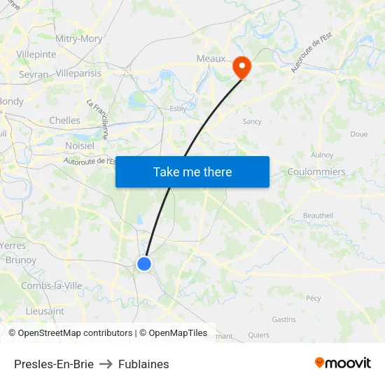 Presles-En-Brie to Fublaines map