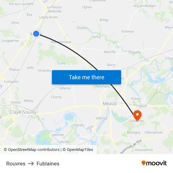 Rouvres to Fublaines map