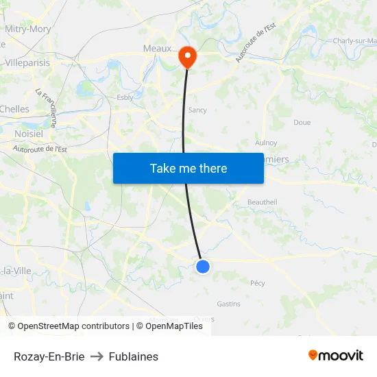 Rozay-En-Brie to Fublaines map