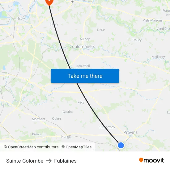 Sainte-Colombe to Fublaines map