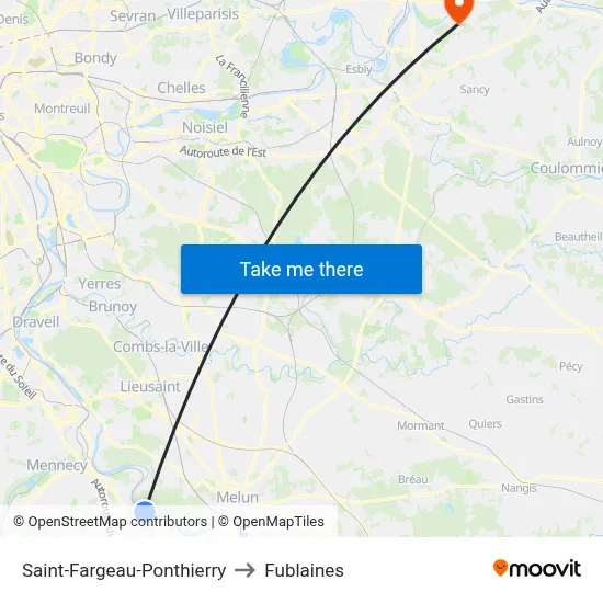 Saint-Fargeau-Ponthierry to Fublaines map