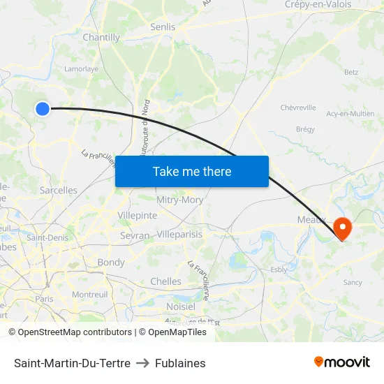 Saint-Martin-Du-Tertre to Fublaines map