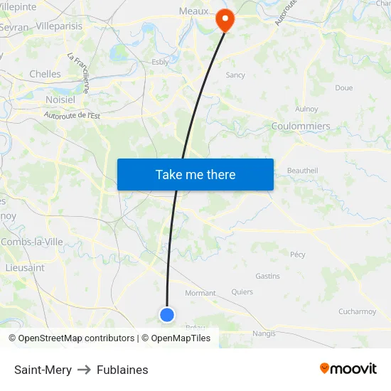 Saint-Mery to Fublaines map