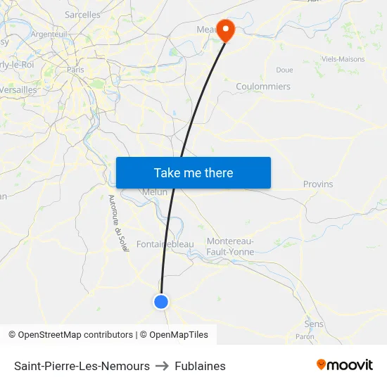 Saint-Pierre-Les-Nemours to Fublaines map
