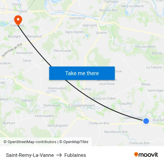 Saint-Remy-La-Vanne to Fublaines map