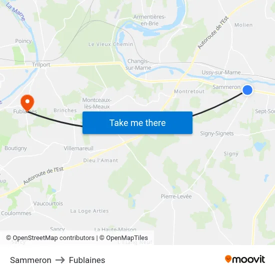 Sammeron to Fublaines map
