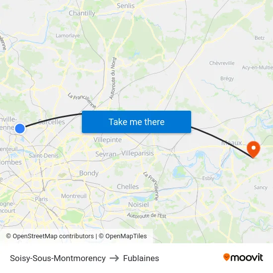 Soisy-Sous-Montmorency to Fublaines map