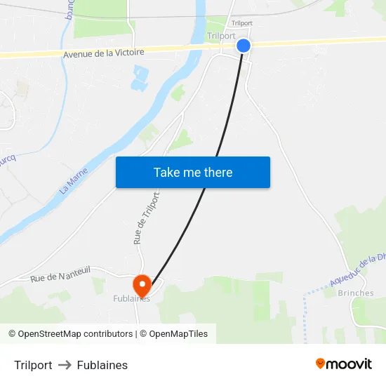 Trilport to Fublaines map