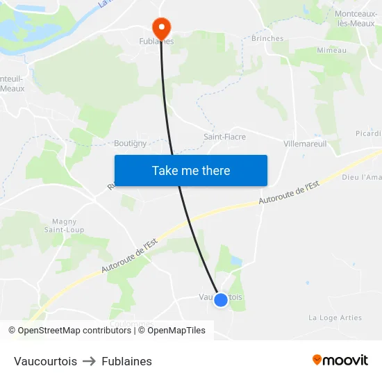 Vaucourtois to Fublaines map